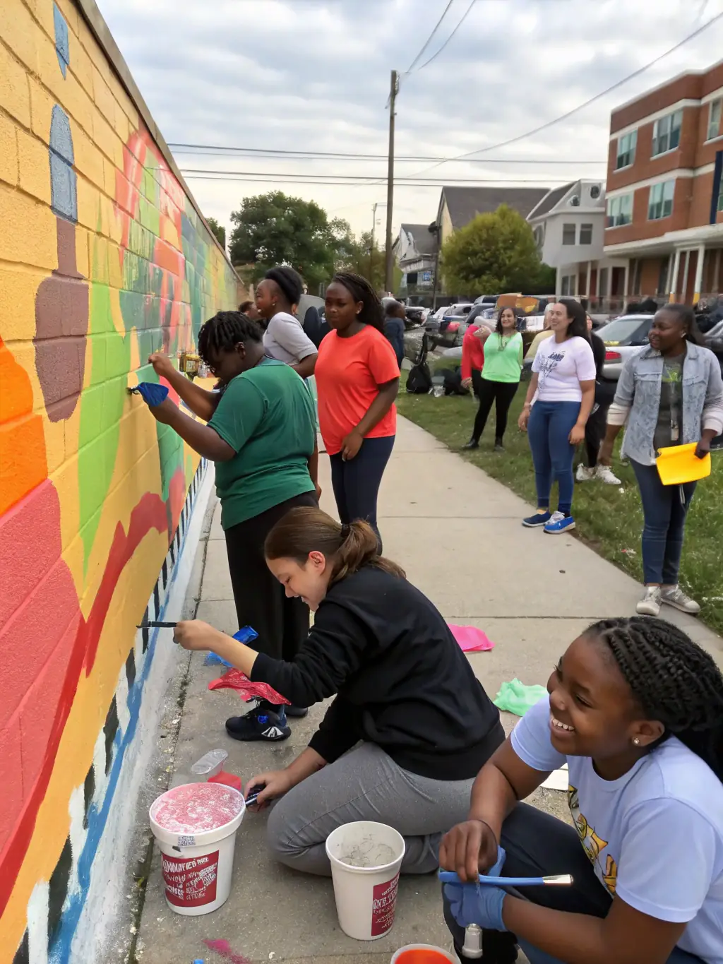A visually appealing image of a community art project supported by LES VERTEBREES, showcasing the positive impact on local artists and the broader community.